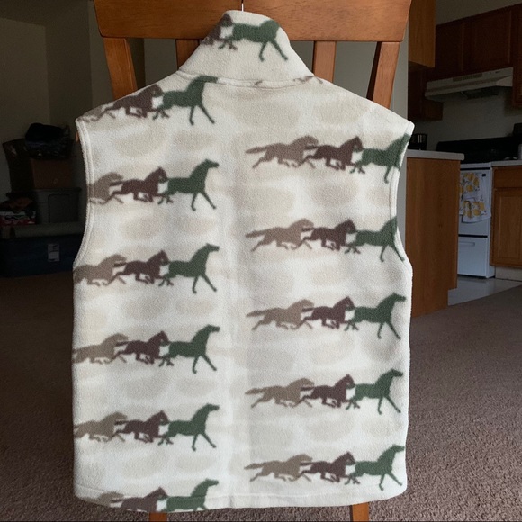 Vintage Fleece Polartec Horse Pattern Vest Small S - Picture 2 of 3